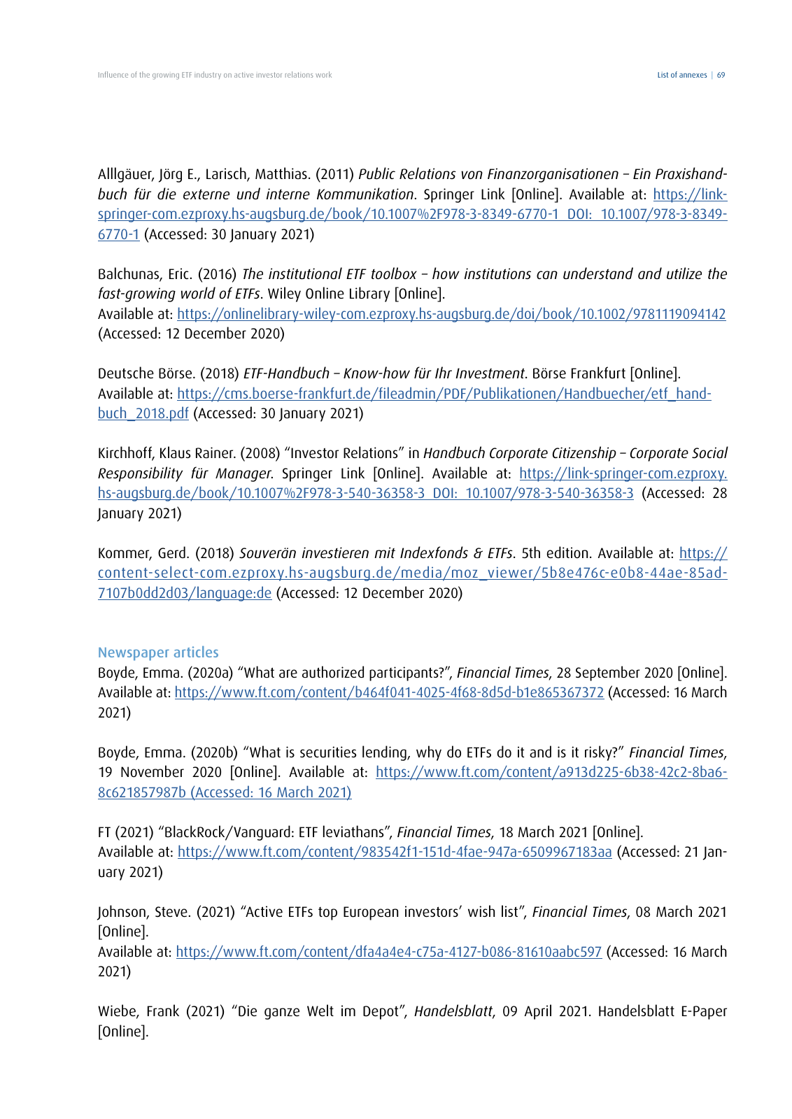 Vorschau DIRK-Forschungsreihe Band 28: Influence of the growing ETF industry on active investor relations work Seite 69