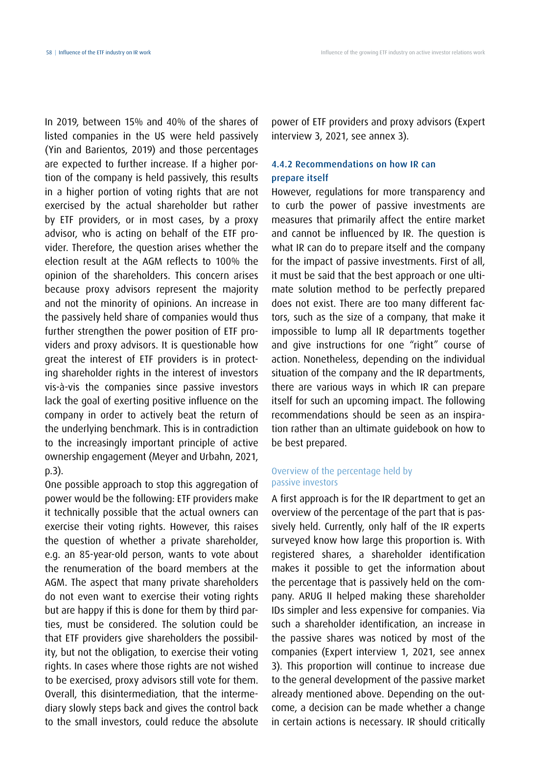 Vorschau DIRK-Forschungsreihe Band 28: Influence of the growing ETF industry on active investor relations work Seite 58