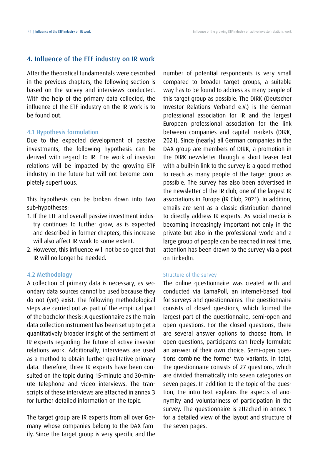 Vorschau DIRK-Forschungsreihe Band 28: Influence of the growing ETF industry on active investor relations work Seite 44