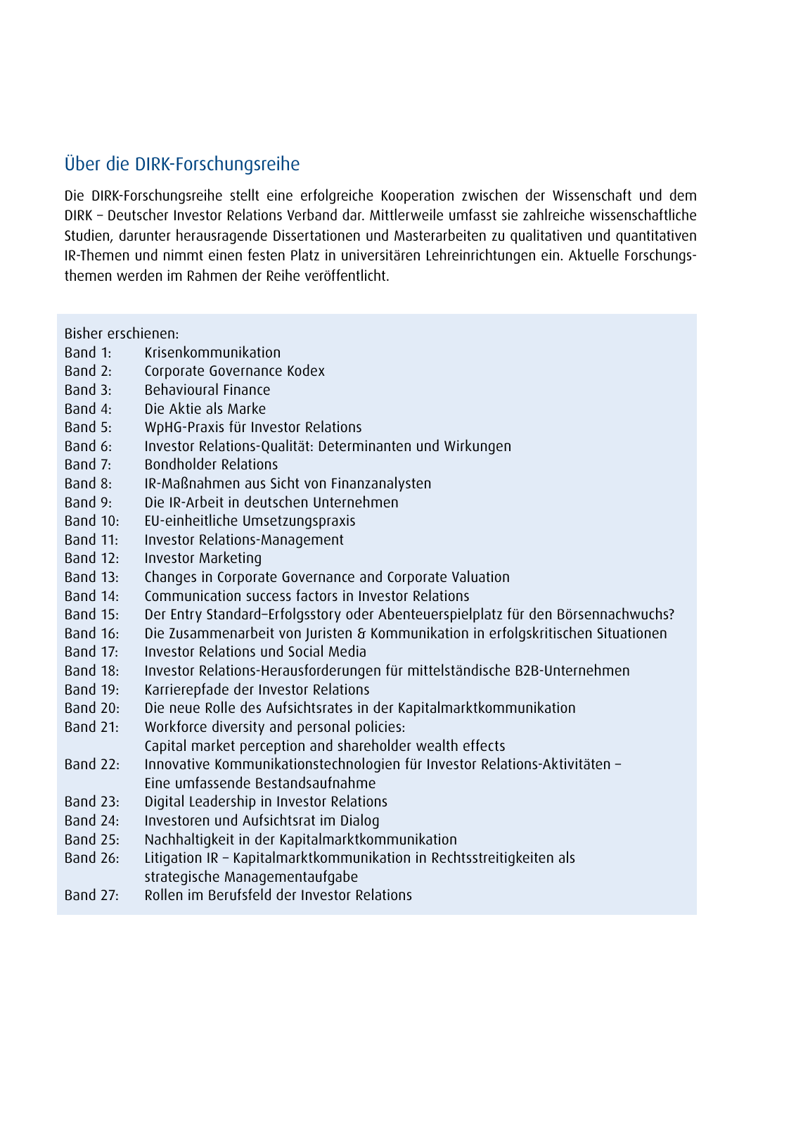 Vorschau DIRK-Forschungsreihe Band 28: Influence of the growing ETF industry on active investor relations work Seite 4